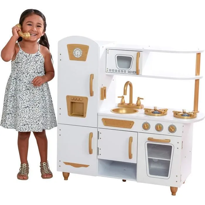 KidKraft - Cuisine de Jeu Dinette, , Blanc/Doré, 27 Pièces - 53445-0