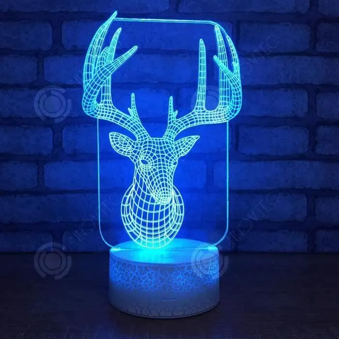 INN® Veilleuse de bureau 3D commande tactile  Look d'élan dégradé de couleurs  lumière d'illusion-3