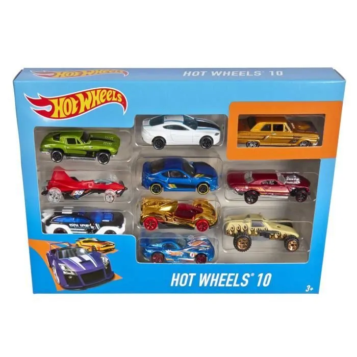 Hot Wheels - Coffret De 10 Véhicules - Coffret Petites Voitures - 3 ans et + 54886-7