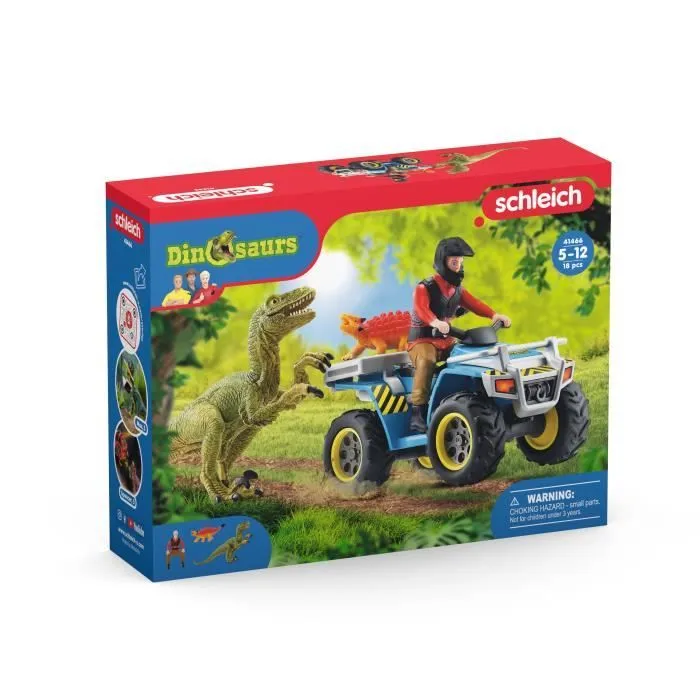 Fuite sur quad face au vélociraptor - Ensemble de Jouets Préhistoriques de 5 Pièces pour Garçons et Filles à Partir de 4 ans --1