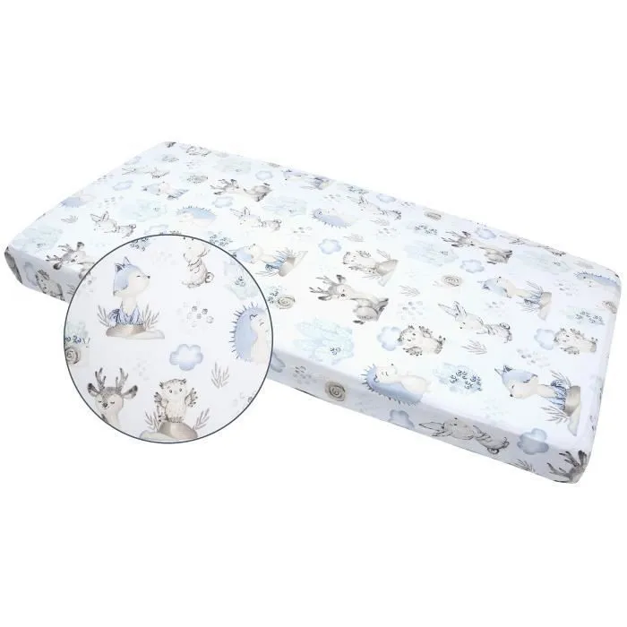 Drap Housse pour Bébé Medi Partners Excellent pour un lit bébé, enfant, 100% coton, protège matelas, 60x120 cm, Cerf et Hérisson-3