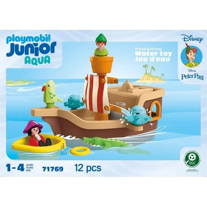 PLAYMOBIL Junior 71769 Peter Pan et bâteau pirate, Disney, 12 pièces, Dès 12 mois-3