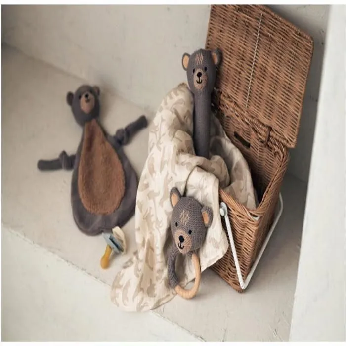Attache Sucette doux Ours - JOLLEIN - Porte tétine - Bébé - Gris - Mixte-3