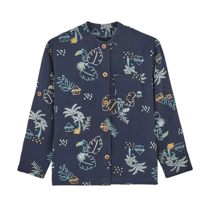 Chemise bébé garçon - PETIT BEGUIN - Athi - Gaze de coton - Manches longues - Col chemise-0