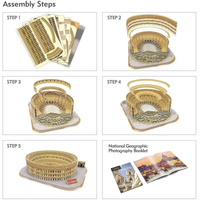 Puzzle 3D Colisée Romain - XTREM RAIDERS - Guide de Rome inclus - Pour Enfant - Architecture et monument-2