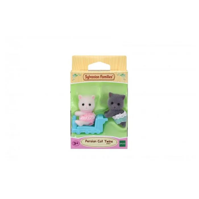 Figurines Sylvanian Families - Jumeaux chat persan avec wagon - Articulés - Multicolore-5