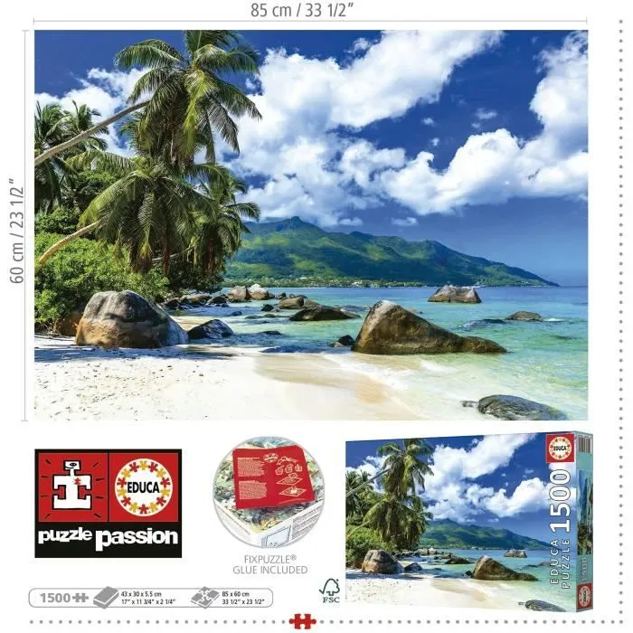 Puzzle SEYCHELLES de 1500 pièces - EDUCA - Paysage et nature - Avec colle Fix Puzzle®-2