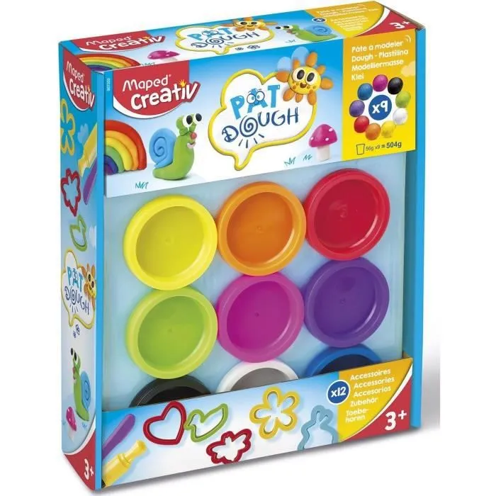 Set d'argile de jeu avec accessoires - MAPED - Creativ - 9 couleurs - A partir de 2 ans-0