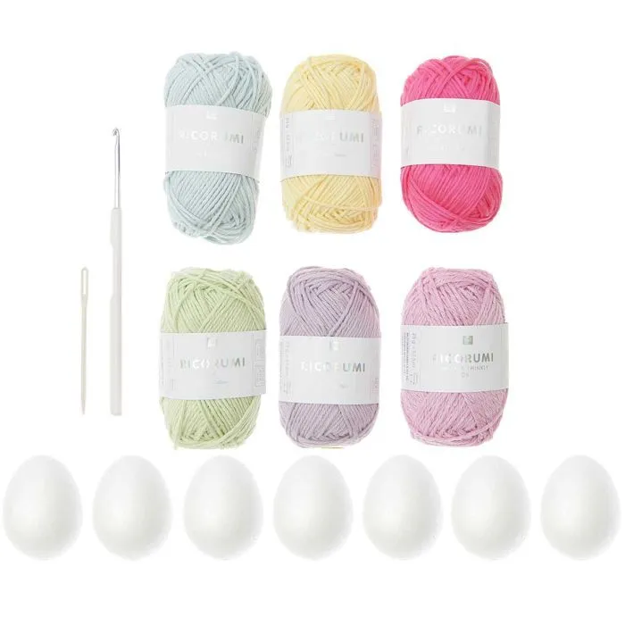 Kit de crochet - Rico Design - Ricorumi - Œufs de Pâques pastel - 15 pièces - Instructions incluses-2