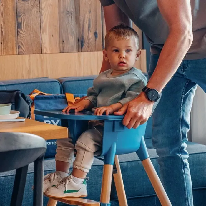 LIONELO Koen - Chaise haute évolutive bébé - 2en1 - Plateau amovible - Harnais à 5 points - Dès 6 mois jusqu'à 5 ans - Bleu-1