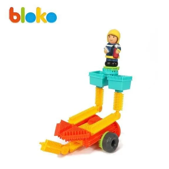 Coffret 100 Bloko + 1 Camion Pompiers + 1 Figurine 3D - Jeu de Construction - Jouet Dès 12 mois - BLOKO 503692-3