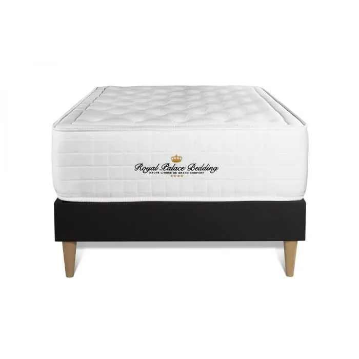 Ensemble matelas sommier 90x200 Buckingham Mémoire de forme - Equilibré - Noir-0