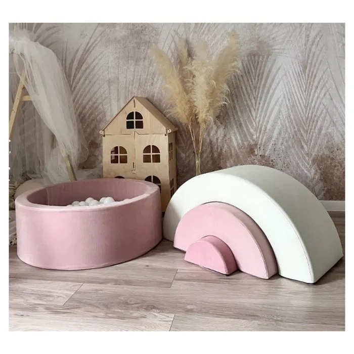 Piscine à balles - MONIO - Rainbow - 150 balles - Mousse non toxique - Rose-1