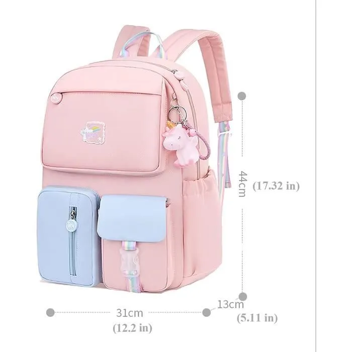 Sac dos Kawaii Fille Sac dcole Cartable Fille Primaire pour 6 8 10 Enfants Filles avec dcor trucs Rose ROSE-1