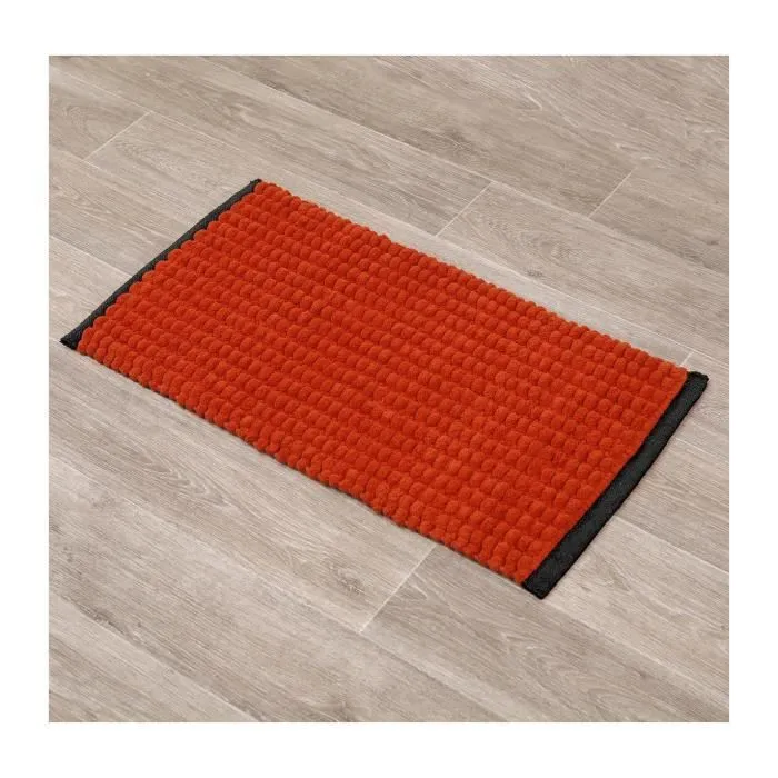 TENDANCE - Tapis de salle de bain Bicolore Terre de Sienne et Noir en Polycoton 45 x 75 cm Terre De Sienne-1