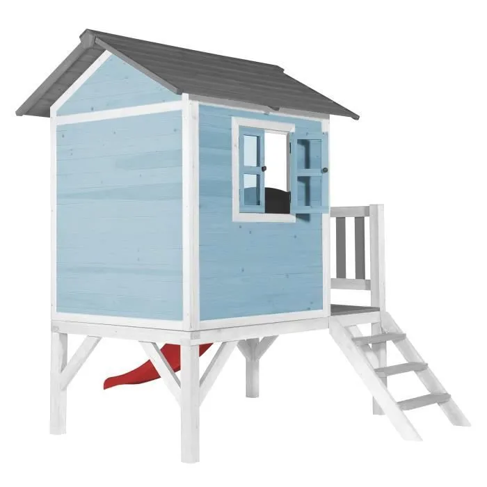 Maison de jeux en bois pour enfants avec toboggan - AXI - Lodge XL - Couleur Bleu - Age à partir de 3 ans-1