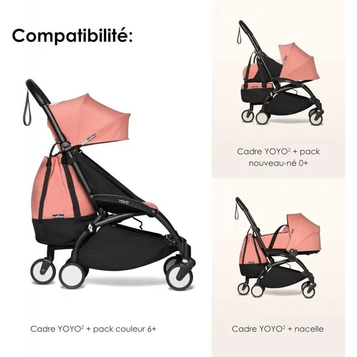 Sac à langer Ginger pour poussette YOYO+ - BABYZEN - Rose - Avec panier - Poussette simple - Bébé-3