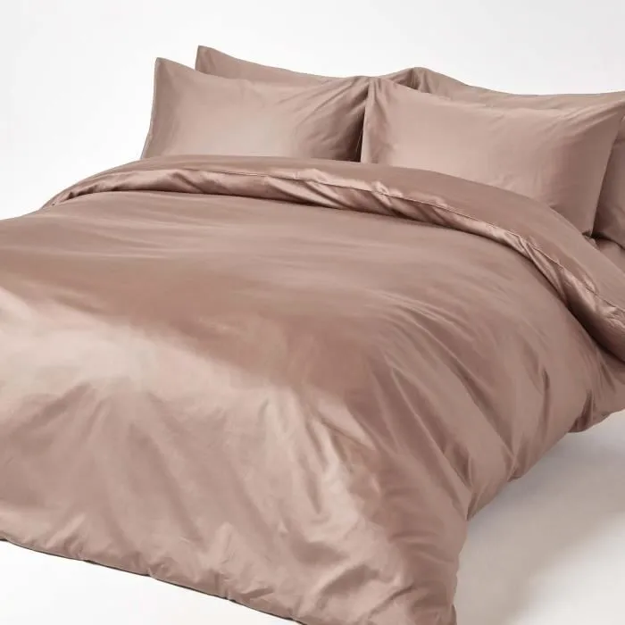 Drap plat uni 100% coton égyptien Bio 400 fils Marron 178 x 255 cm-3