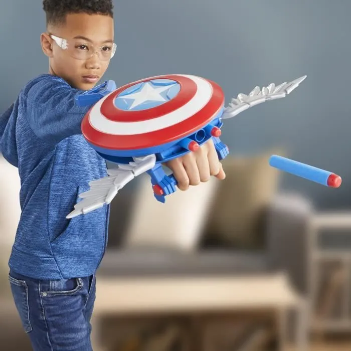 NERF Blaster Skyshot, bouclier pour déguisement, Marvel Studios Captain America Brave New World, Dès 5 ans-5