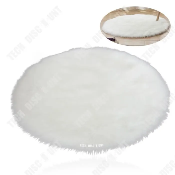 TD® Tapis Rond en Fausse Fourrure, comme véritable Laine Tapis, Man-Made Luxe Laine Tapis de Canapé Coussin Blanc 40*40cm-0