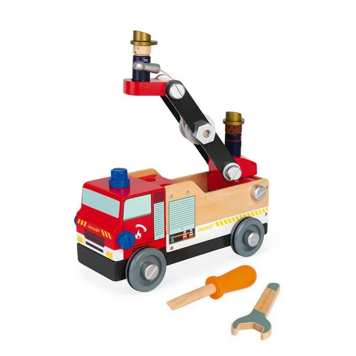 Jeu de Construction en Bois - JANOD - Camion Pompiers Brico'kids - 45 pièces - Mixte-3