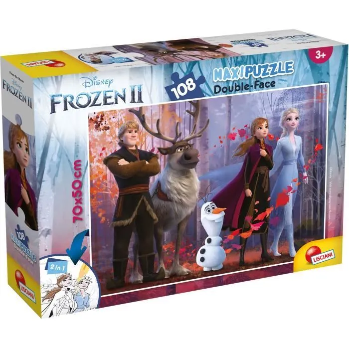 Puzzle double face Maxi Floor 108 Frozen 2 - LISCIANI GIOCHI - Enfant - Disney - 70 x 50 cm-0