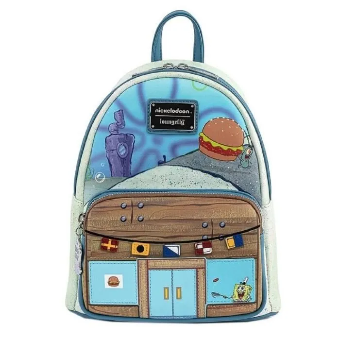 Sac à dos - Loungefly - Bob l'Éponge - Krusty Krab - Cuir PU - 23x27x11 cm - Enfant-0