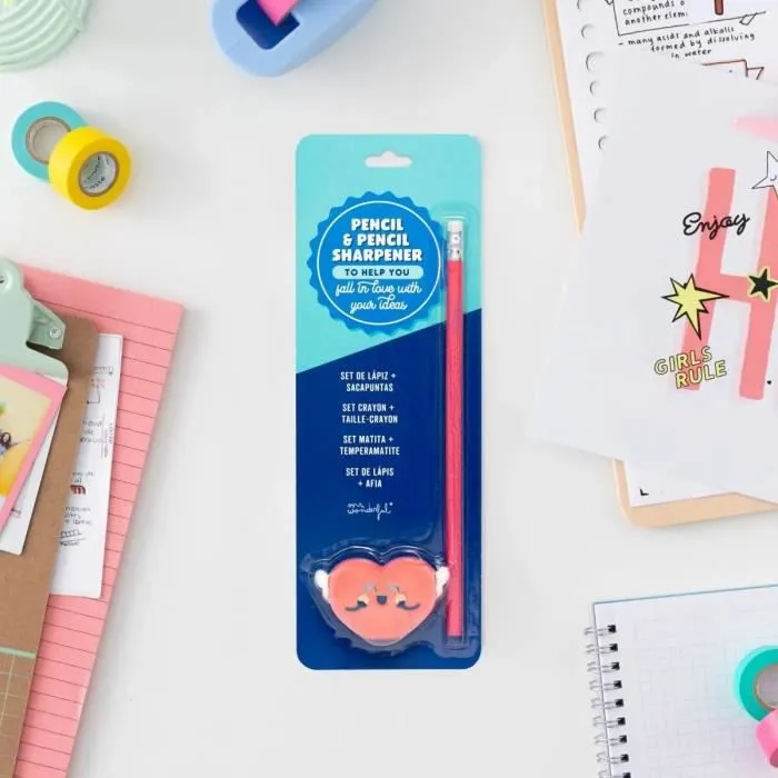 Crayon crayon et taille-crayon - cœur ailé Mr. Wonderful - rouge - TU-3