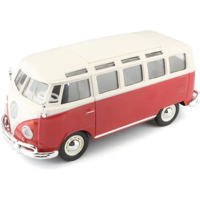 Voiture miniature - MAISTO - Volkswagen T1 Combi Samba M31956 - En métal - Rouge à l'échelle 1/25ème-0