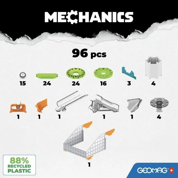 Coffret de construction - GEOMAG - Mechanics Challenge Goal! - 96 pièces - Magnétique - Jeu interactif - Plastique recyclé-1