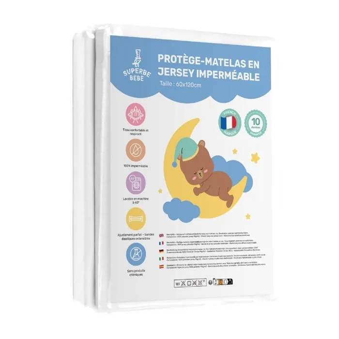 Protège matelas imperméable pour lit bébé - 60x120 | SUPERBE BEBE-0