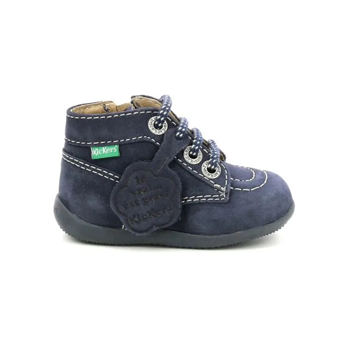 Bottillons - KICKERS - Bonzip - Cuir - Marine - Mixte-0