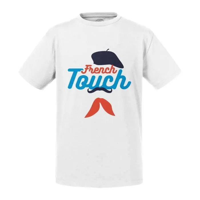 T-shirt Enfant Blanc French Touch Moustache Beret Bébé-0