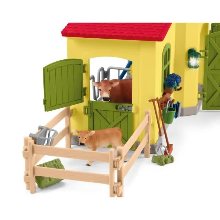 Ensemble de Figurines Animaux de la Ferme avec Accessoires - Coffret Ferme éducative de 92 Pièces avec Vache, Cheval, Cochon et-3