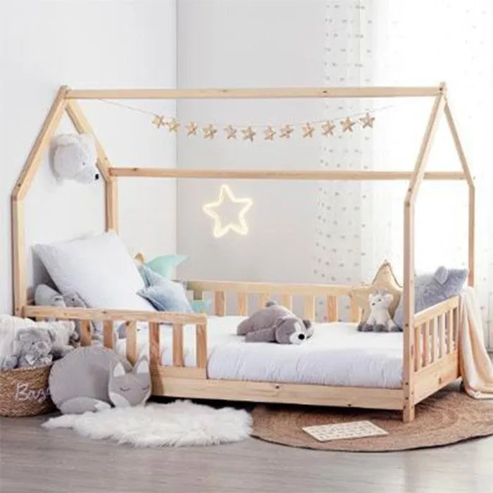 Lit Cabane "Enfant" 90x190cm Naturel-1