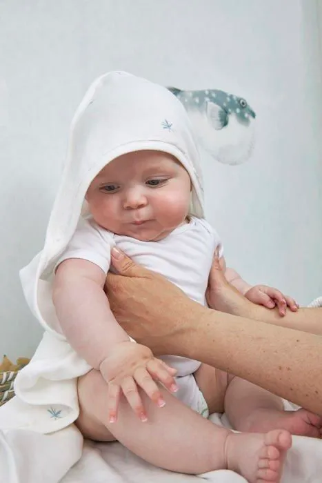 Sortie de bain - poncho de bain Meyco - 469004 - X MrsKeizer Serviette a Capuche en Bambou pour bebe 80 x 80 cm Ibiza Denim-2