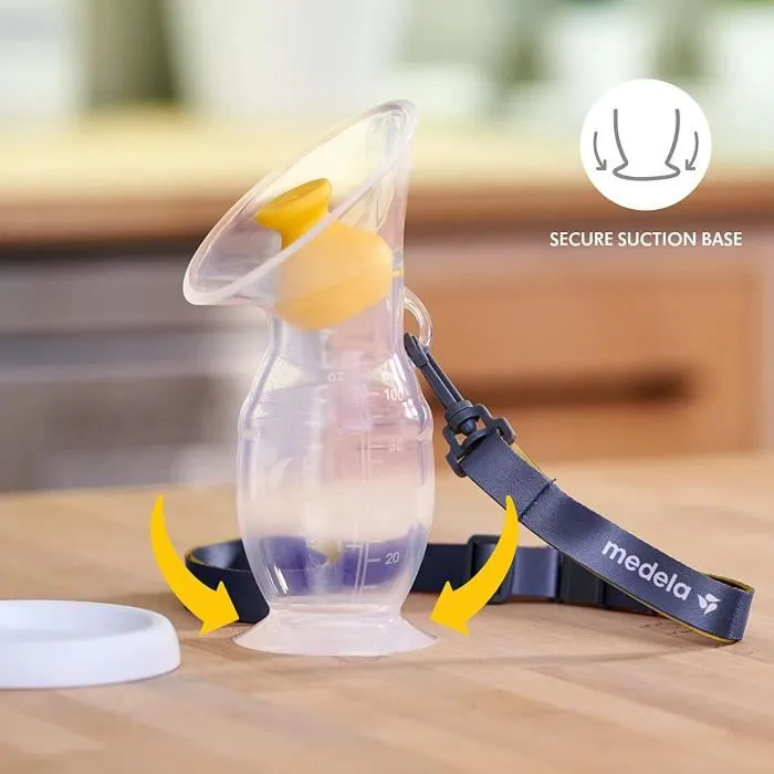 Medela recueil-lait en silicone pour mamans allaitantes, collecteur de lait en silicone, recueil-lait avec socle-ventouse et couverc-2