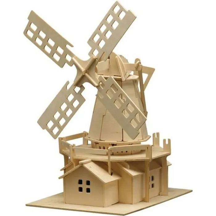 Kit de construction Moulin à Vent en bois - PEBARO - Pour enfants dès 6 ans-0