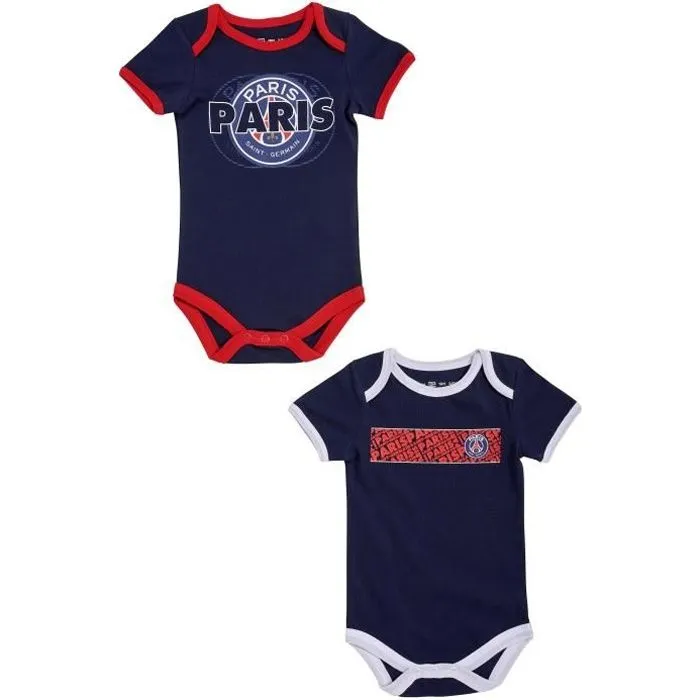 2 x body bébé garçon PSG - Collection officielle PARIS SAINT GERMAIN-0
