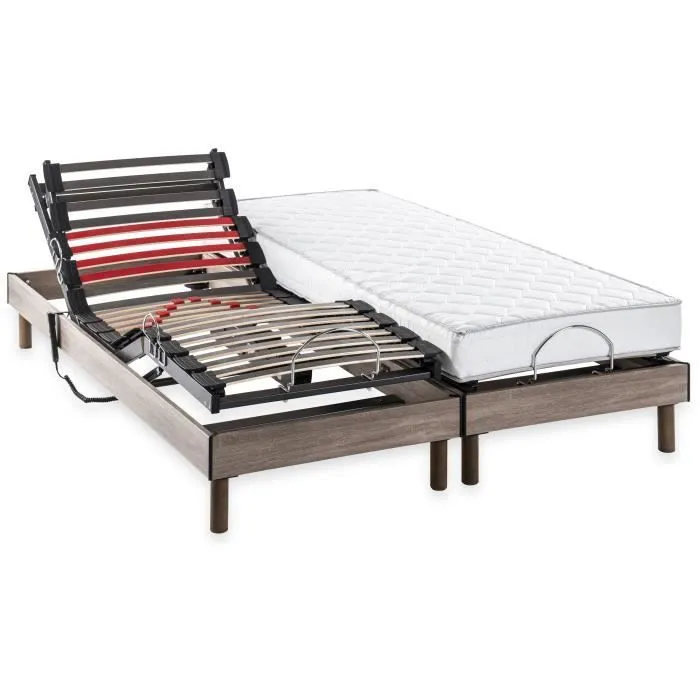 Ensemble matelas+sommier relaxation électrique COMFORT - 2x80x200 cm - Matelas mousse - DEKO DREAM Samba-0