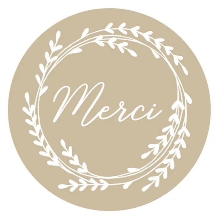 60 stickers kraft Merci Ø 3,5 cm-1