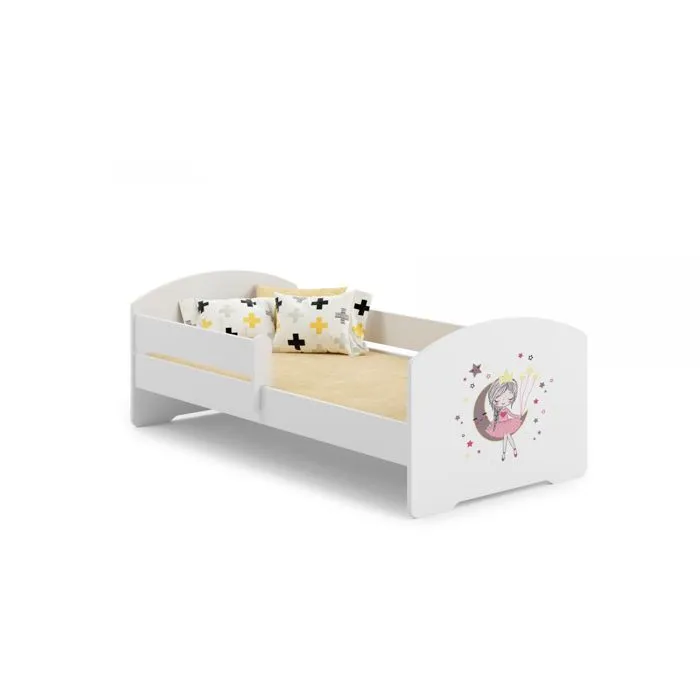 Lit enfant 160x80 cm + sommier + matelas avec barrière de sécurité-0