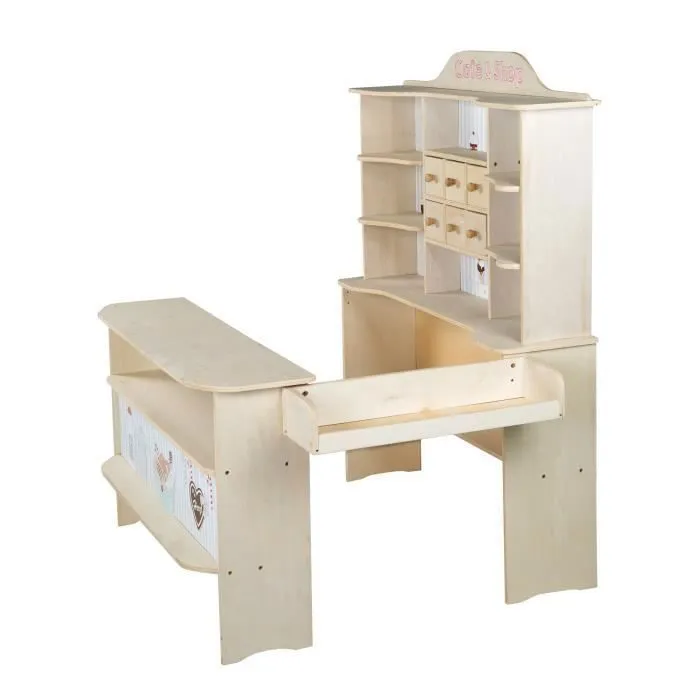 ROBA Marchande en Bois Café & Shop - Jouet d'Imitation - Naturel - À Partir de 3 Ans-2