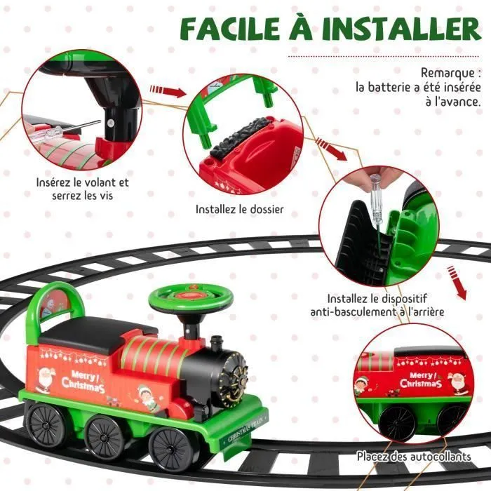 Train Electrique pour Enfants - COSTWAY - Vert - Rail 220cm - Autonomie 3h-2