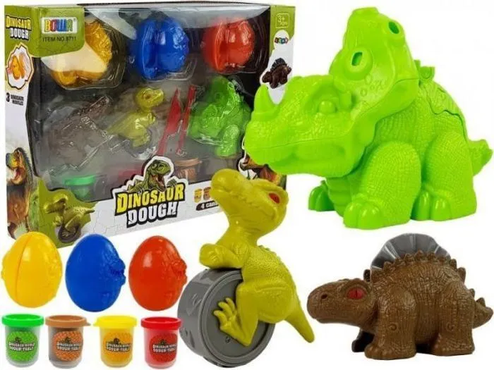 Lean sport - 8523-uniw - Pâte à modeler , moule à ufs de dinosaures, 12 éléments, 4 couleurs-0