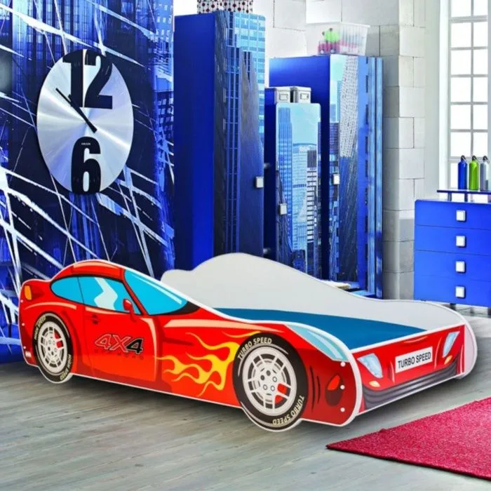 Lit enfant auto pour un garçon "4x4" 160x80 cm avec sommier-0