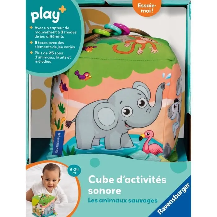 Ravensburger play+, Cube d'activités sonore - Les animaux sauvages , 0-12 mois, Premier âge, bébé-5