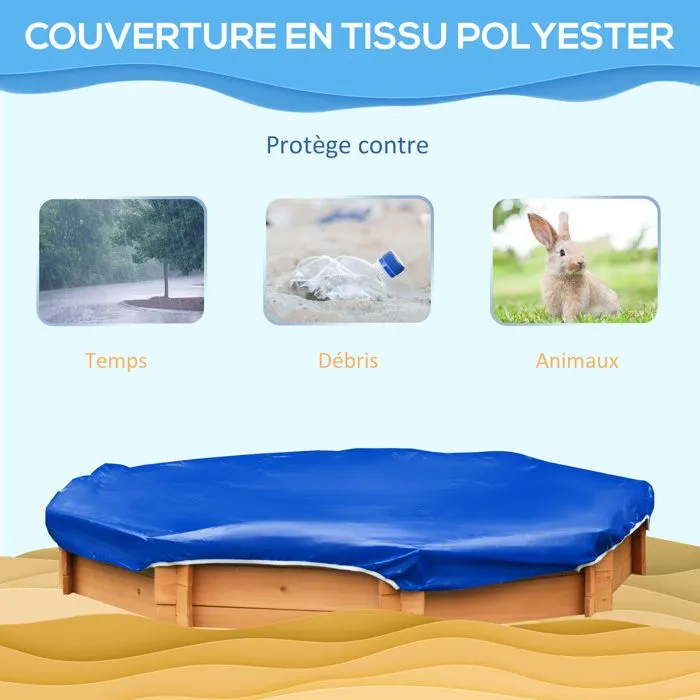 Outsunny - Bac à sable - Bois de sapin - 139.5x139.5x21.5cm - Orange-4