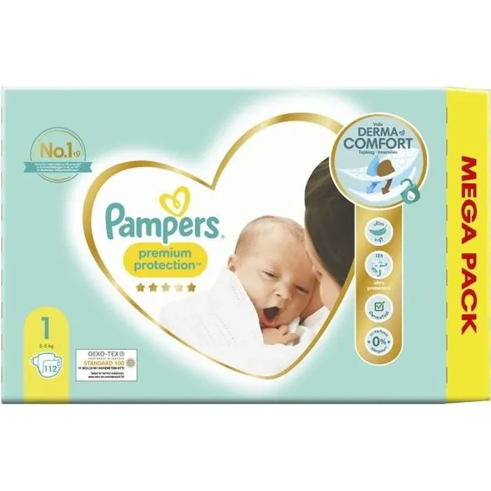 PAMPERS Premium Protection Taille 1 - 112 Couches - 2 à 5kg-0