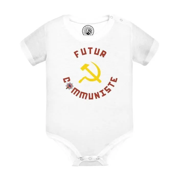 Body Bébé Manche Courte Blanc Futur Communiste Politique Humour-0